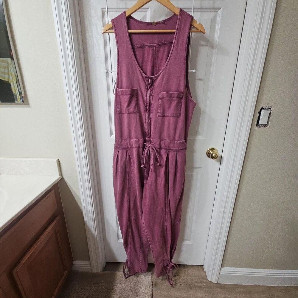 FP One FP Free People Washed French Terry Sleeveless Pocket Barrel Jumpsuit